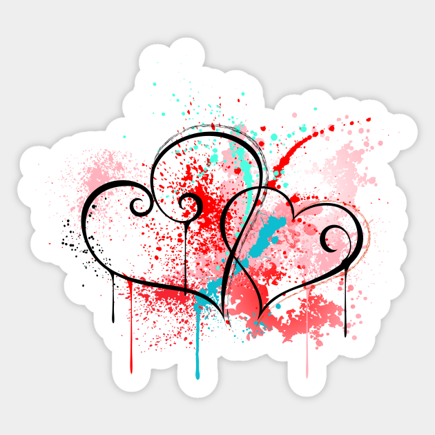 Sloppy Heart Drawing Heart Sticker TeePublic